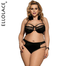 Load image into Gallery viewer, Ellolace Plus Size Women&#39;s Underwear Lingerie Hollow Out Bra Party Sets 2020 Bra 3 Piece Set Female Push Up Underwire Lingeries - Allen Amore 
