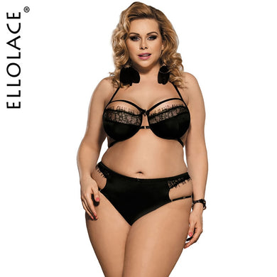 Ellolace Plus Size Women's Underwear Lingerie Hollow Out Bra Party Sets 2020 Bra 3 Piece Set Female Push Up Underwire Lingeries - Allen Amore 