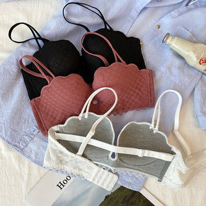 Wasteheart Women Fashion Sexy Lingerie Lace Invisible Straps Bralette Wireless Cotton Panties Push Up Underwear Bra Sets A B - Allen Amore 